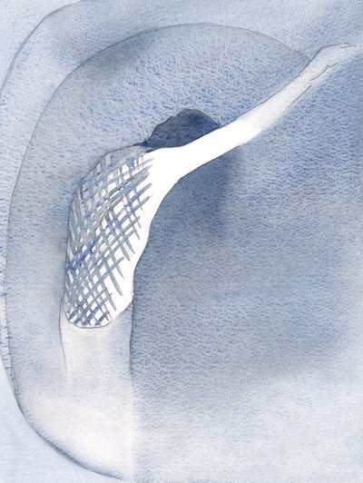 Jeg så Kristi sårede ryg, men fik at vide: "Det er kærlighed, der tæller; det var synden, der gjorde dette", 2001 (w/c på papir) af Elizabeth Wang