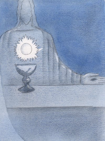 Jeg så Jesus, virkelig til stede på alteret; og jeg så værten skinne 