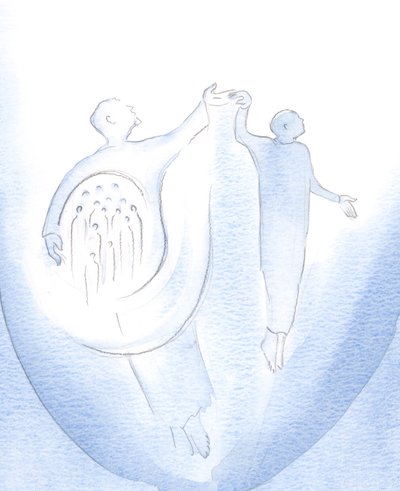 Jeg så, at alle i mit hjerte er fejet ind i den bøn, jeg beder med Kristus, 2000 (w/c på papir) af Elizabeth Wang