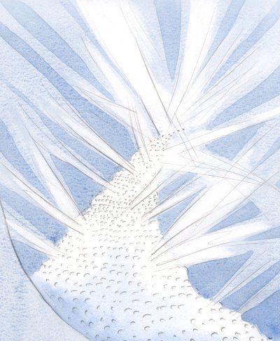 Jeg så den store hær af troende inde i Kristi Kirkes legeme, bevæge sig fremad mod ham i himlen., 2001 (w/c på papir) af Elizabeth Wang