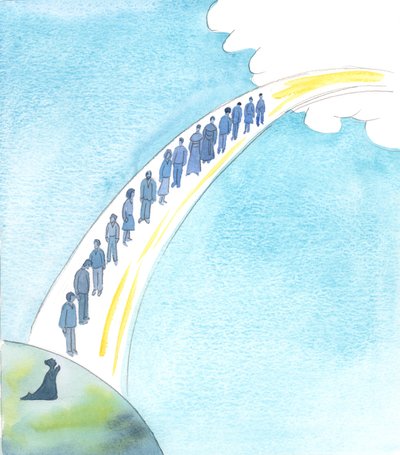 Jeg blev vist, hvor forunderligt umagen værd er forbønsbønnen, 2004 (w/c på papir) af Elizabeth Wang