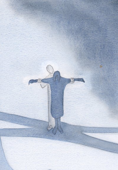 Hvis vi forener vores lidelser med Kristus, støtter han os og tillader os at tage del i hans frelsende arbejde, 2000 (w/c på papir) af Elizabeth Wang