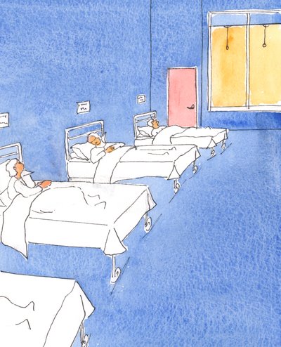 Sygdom giver os mulighed for at spørge os selv, når vi tænker på livets afslutning: "Skal jeg møde Gud med et fredeligt eller skyldigt hjerte?"., 2004 (w/c på papir) af Elizabeth Wang