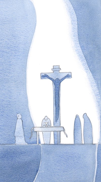 I min intethed kan jeg forvente alt, hvad jeg har brug for fra Gud, da han ved sin nåde og barmhjertighed skabte mig, og sendte sin søn til at dø for mig., 2001 (w/c på papir) af Elizabeth Wang