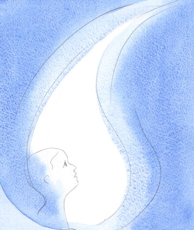 I hjertet og sindet hos en, der byder ham velkommen, er Helligånden som en lampe, en kilde til visdom og uendelig kraft, og midlerne til bøn, 2002 (w/c på papir) af Elizabeth Wang