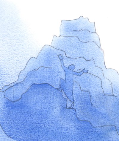 I det åndelige liv skal alle, der holder op med at klatre og vælger at blive, hvor de er, stadig fuldføre klatringen efter døden, hvis de ville komme ind i Himlen, 2002 (w/c på papir) af Elizabeth Wang