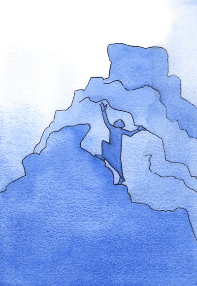 I det åndelige liv skal alle, der holder op med at klatre og vælger at blive, hvor de er, stadig fuldføre klatringen efter døden, hvis de ville komme ind i Himlen, 2002 (w/c på papir) af Elizabeth Wang