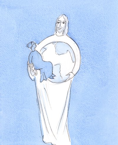 Det er Kristus, der - med Faderen og Helligånden - holder mig i eksistensen, som han holder hele verden i eksistensen, 2004 (w/c på papir) af Elizabeth Wang