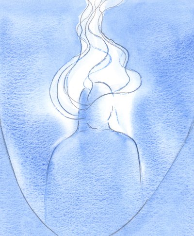 Det er ved tillid til Kristus, med anger, at vore hjerter renses; og lovsangens flamme brænder så foran Faderen, 2002 (w/c på papir) af Elizabeth Wang