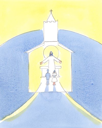 Det er vigtigt, at børn, der laver deres første hellige nadver, bliver undervist i det virkelige nærvær og om, hvordan man lever hellige og rene liv, 2004 (w/c på papir) af Elizabeth Wang