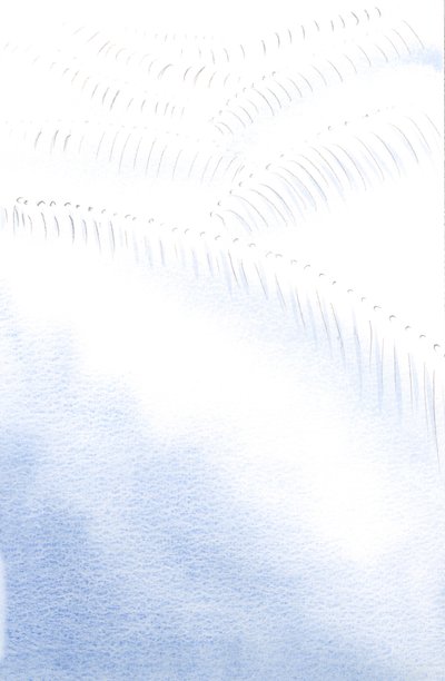 Det er vidunderligt, at en fri sjæl tilbeder Gud, som englene gør, men alligevel gør det i tro, blindt, endnu ikke se Gud!, 2001 (w/c på papir) af Elizabeth Wang