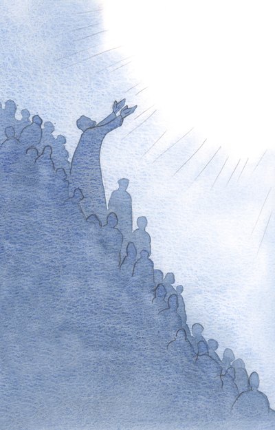 Det er gennem Jesus, som går i forbøn for os ved den hellige messe, at vores bøn stiger til Faderen, i Ånden, 2000 (w/c på papir) af Elizabeth Wang