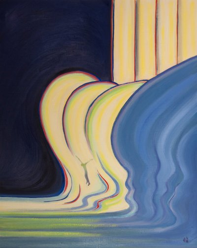Det var kærligheden, der drev Kristus til at komme ned til os i skrøbeligt kød, født af en kvinde, 2001 (olie om bord) af Elizabeth Wang
