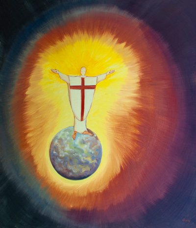 Jesus Kristus er vores ypperstepræst, som går i forbøn for os til Faderen ved hver messe, 2000 (olie om bord) af Elizabeth Wang