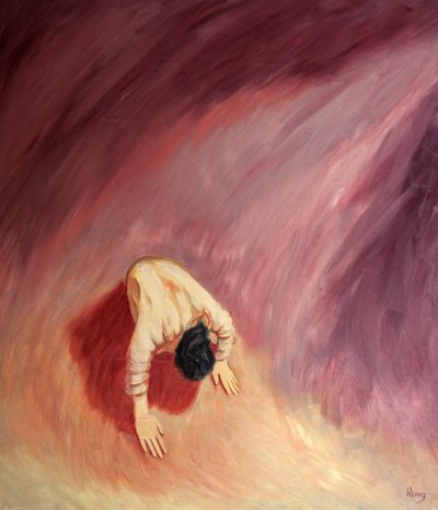 Jesus bad i smerte til sin himmelske Fader i Getsemane Have, 2000 (olie om bord) af Elizabeth Wang
