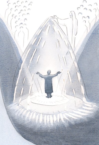 Vor Hellige Moder Maria spreder nåde som regn, så snart vi beder Gud om hendes hjælp. Gennem hende bliver vi overøst med velsignelser, 2000 (w/c på papir) af Elizabeth Wang