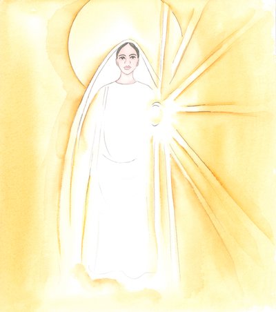 Vor Frue viste sig foran mig, i sin blændende himmelske skønhed, 2000 (w/c på papir) af Elizabeth Wang