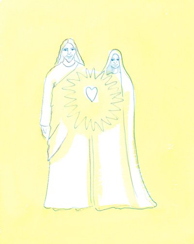 Vor Frue delte Kristi angst som ingen andre på jorden, 2003 (w/c på papir) af Elizabeth Wang