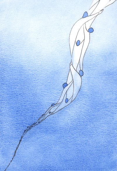 Vores forbøn for de hellige sjæle i skærsilden, i Jesu navn, er som et reb, der trækker dem mod himlen, 2002 (w/c på papir) af Elizabeth Wang