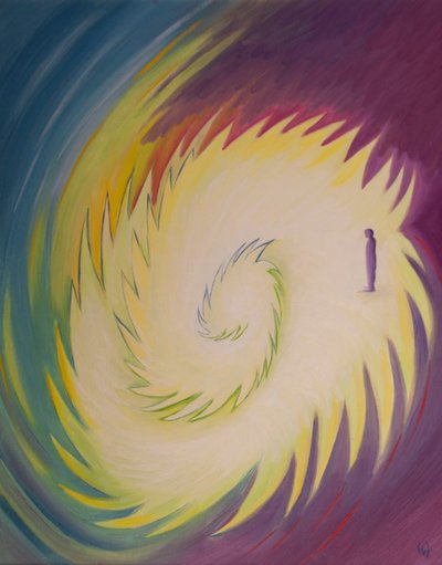 Rensning og guddommeliggørelse er nødvendige, hvis vi skal gå ind i guddommens rene ild, når vi dør, 2003 (olie om bord) af Elizabeth Wang