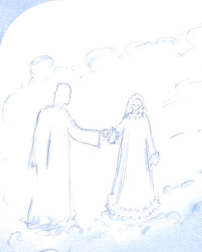 Sne, forklarede Kristus, er et godt symbol på den strålende renhed af hans ubesmittede mor, som han så elsker, 2002 (w/c på papir) af Elizabeth Wang