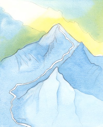 En, der taler om Mount Everest, er værd at tro, hvis vi ved, at han har fulgt den rigtige vej, 2003 (w/c på papir) af Elizabeth Wang