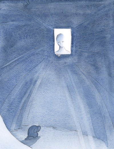 Faderens kærlighed til os er uendelig. Han glæder sig over at give os gode ting: gode nyheder, åndelig glæde og Kristus, som åbenbarer ham., 2001 (w/c på papir) af Elizabeth Wang