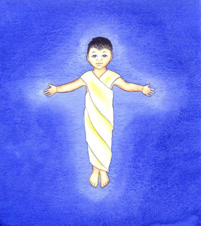 The Infant Jesus, 2001 (w/c på papir) af Elizabeth Wang