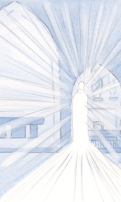 Kristi lys i det hellige sakramente udgyder sin udstråling i vores kirke og over hele verden, 2000 (w/c på papir) af Elizabeth Wang