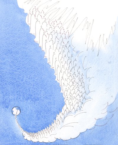 Himlens helgener er bevidste om syndens problem, 2005 (akvarel på papir) af Elizabeth Wang