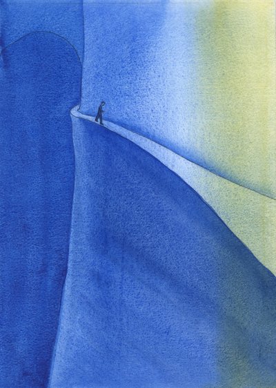 Troens rejse fører til lys og glæde, men vi skal passe på ikke at falde ind i mørket gennem skødesløshed eller stolthed, 2004 (w/c på papir) af Elizabeth Wang