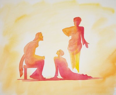 Kvinden der elsker meget og er meget tilgivet, 2001 (w/c på papir) af Elizabeth Wang