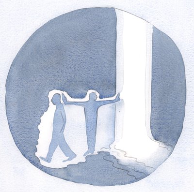 Arbejdet for en person, der er helt givet til Kristus, kan bringe Guds nåde til andre og bygge bro mellem nåden og en, der afviser den., 2001 (w/c på papir) af Elizabeth Wang