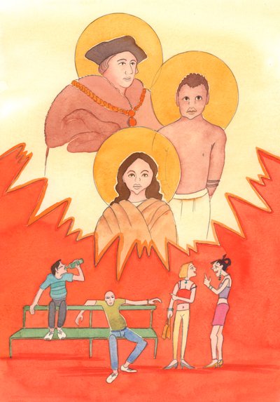 Der er martyrer for sandheden i alle tider, 2003 (w/c på papir) af Elizabeth Wang