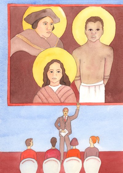 Der er martyrer for sandheden i alle tider, 2003 (w/c på papir) af Elizabeth Wang