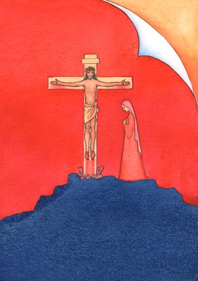 De Kristi venner i dag, som ikke gider gå til messe, opfører sig som Kristi venner for længe siden, der stak af, da Kristus blev arresteret og korsfæstet., 2004 (w/c på papir) af Elizabeth Wang