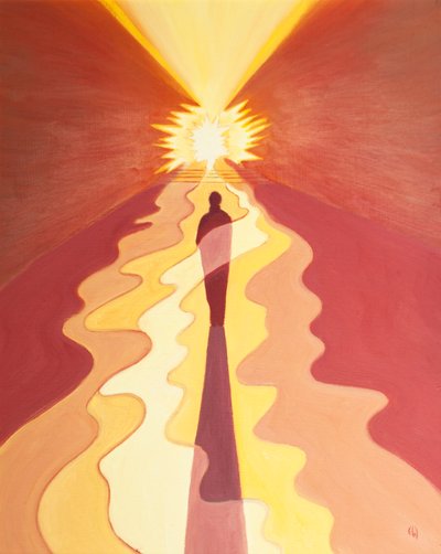 Gennem anger, omvendelse, bod, mørke og lidelse er vi renset og forberedt til Himlen, 2001 (olie om bord) af Elizabeth Wang