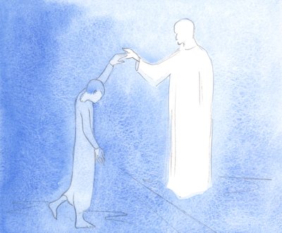 At lade sig lede af Kristus, af Hans Ånd, er at være som en danser, der stoler på, at hendes partner guider hende hver gang, 2001 (w/c på papir) af Elizabeth Wang