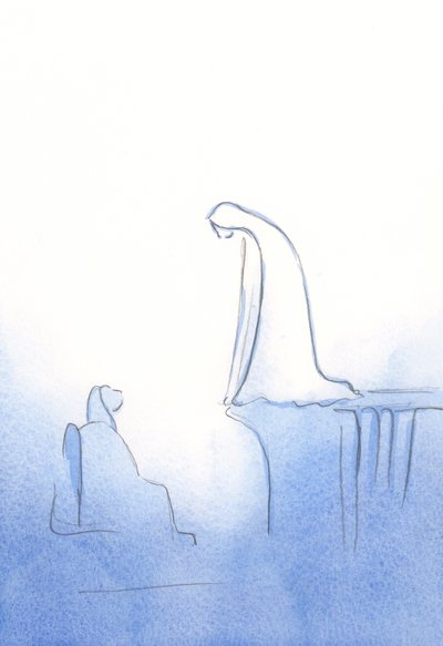 Når jeg beder om vor Frues hjælp, hører hun mig, 2002 (w/c på papir) af Elizabeth Wang