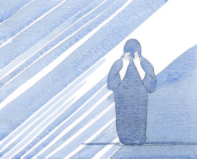 Når vi kommer til bøn, bevidste om vores svaghed, kommer Jesus til sjælen i herlighed og beundrer vores ydmyghed og tillid, 2000 (w/c på papir) af Elizabeth Wang