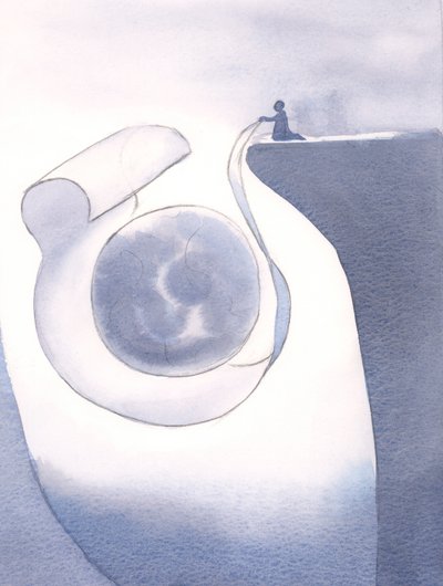 Når vi beder i Kristi navn, kan vores bøn omslutte hele verden, 2000 (w/c på papir) af Elizabeth Wang