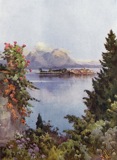 En have ved Baveno, Lago Maggiore (farve litho) af Ella Du Cane