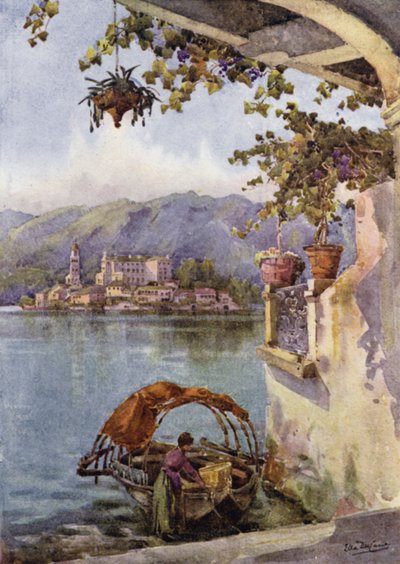 En buegang ved Orta (farve litho) af Ella Du Cane