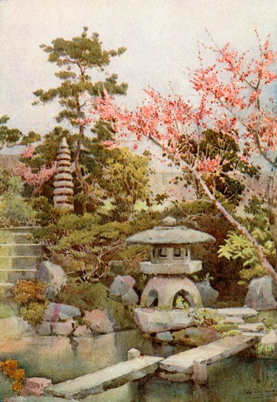 En gammel have (farvelitografi) af Ella Du Cane