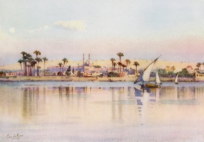 Kairo og citadellet fra Giza (farve litho) af Ella Du Cane