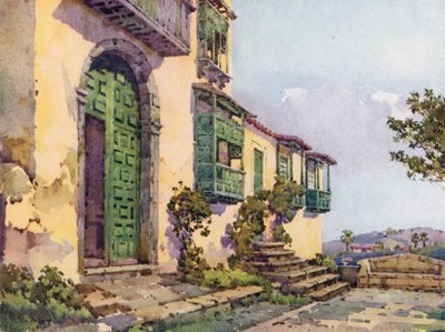 Kloster Sant Augustin, Icod de los Vinos (farve litho) af Ella Du Cane