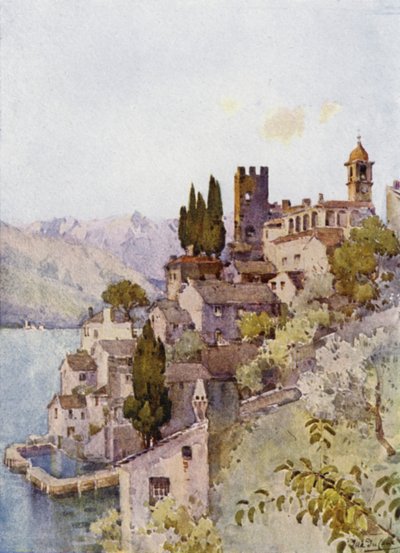 Corenno, Comosøen (farve litho) af Ella Du Cane