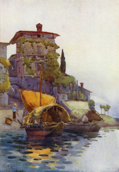 Fiskerbåde (farve litho) af Ella Du Cane