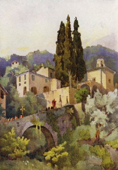 Vor Frue af Fred, Comosøen (farve litho) af Ella Du Cane