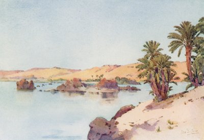 Kataraktbassinet fra Elephantine Island (farve litho) af Ella Du Cane